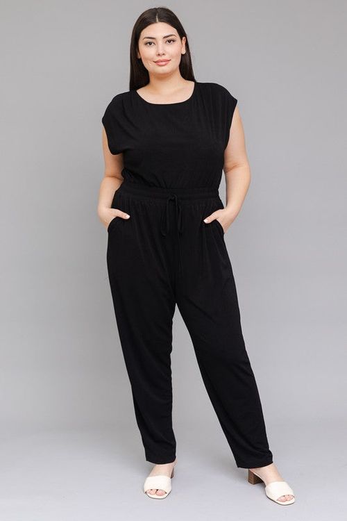 PLUS Solid Tie Waist Jumpsuit