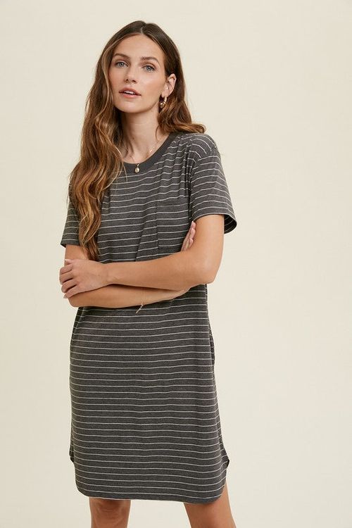 Striped Mini Dress w/ Pockets