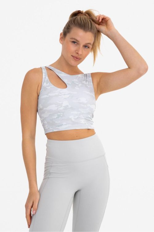 MONO B Pastel Camo Asymmetrical Sports Bra