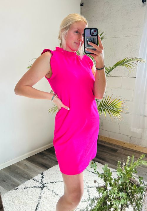 Ruffle Sleeve Solid Mini Dress