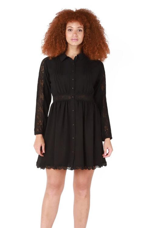 DEX Lace Detail Jacquard Dress