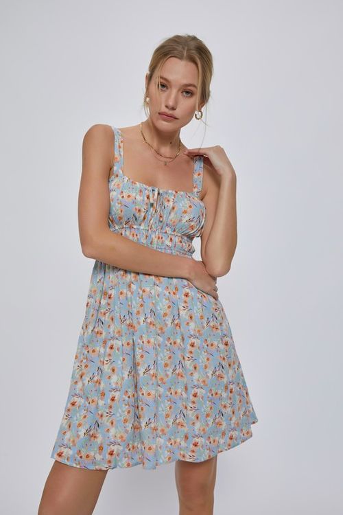 Double Waist Floral Mini Dress