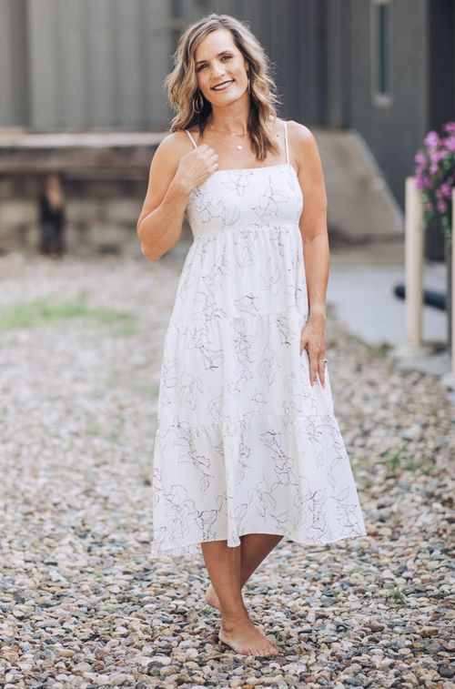 Back Smock Floral  Midi Dress