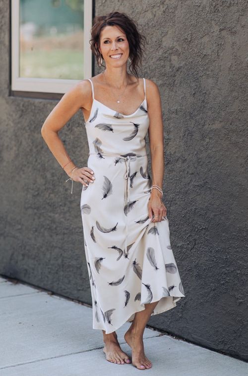 Cowl Neck Satin Dress