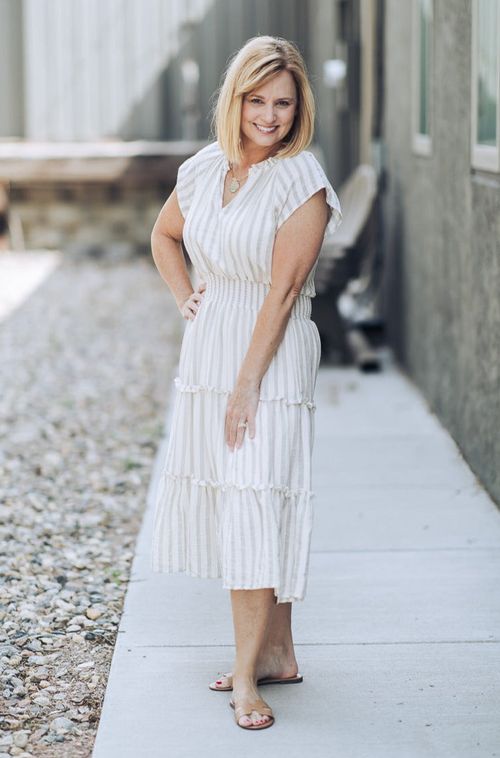 Smock Waist Vertical Stripe Dress