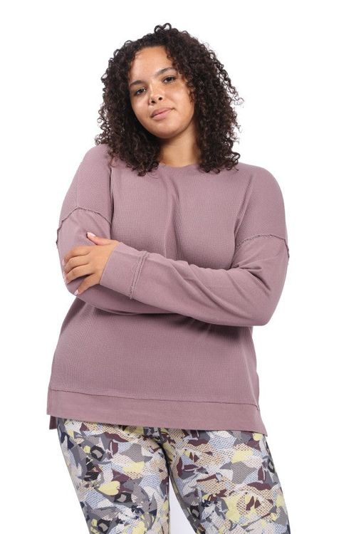 PLUS MONO B Waffle Knit Side Slit Pullover (Mauve)