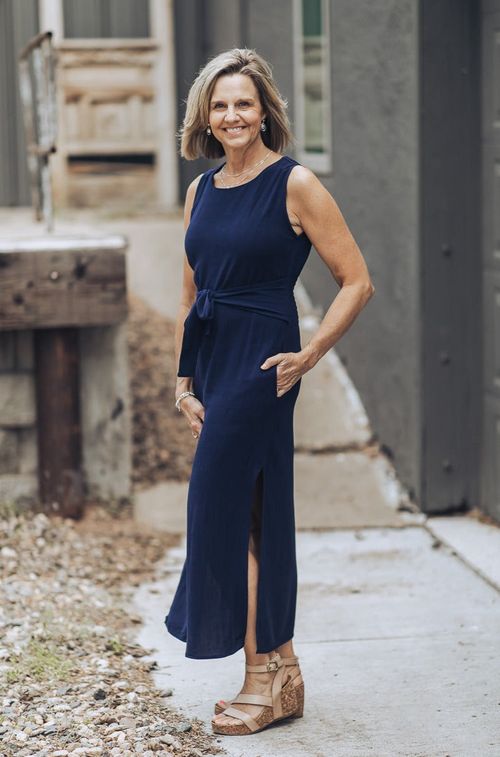 Romantic Impressions Side Slit Midi Dress