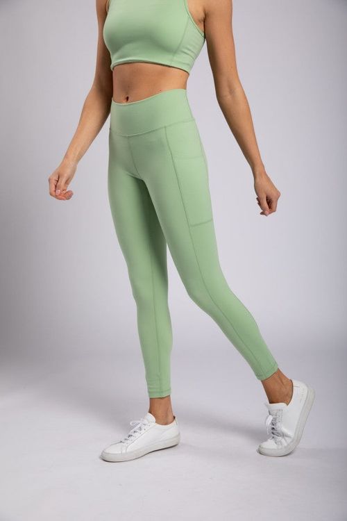 MONO B Lycra Blend Sweetheart Back High Waist Legging (Fair Green)