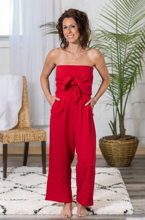 Turning Red Wide Leg Jumpsuit