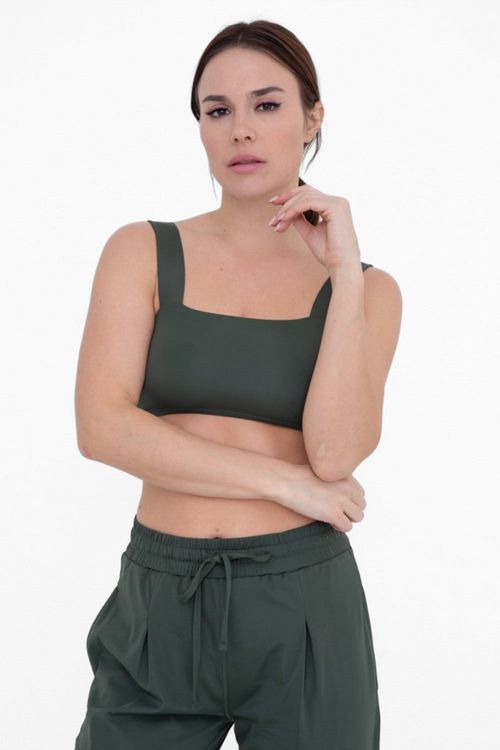 MONO B Solid Square Neck Sports Bra