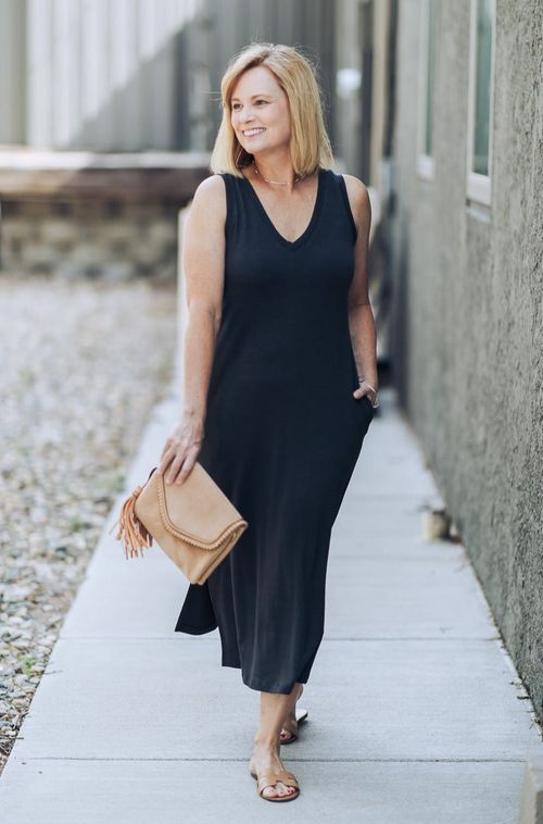 French Terry Side Slit Midi Dress