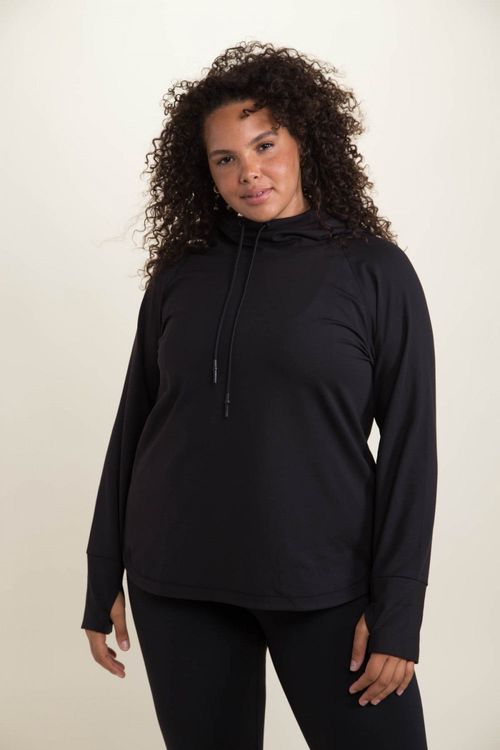 PLUS MONO B Active Hoodie Top (Black)