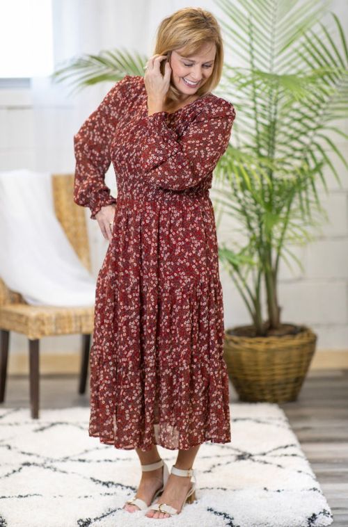 Floral Smocked & Tiered Maxi Dress