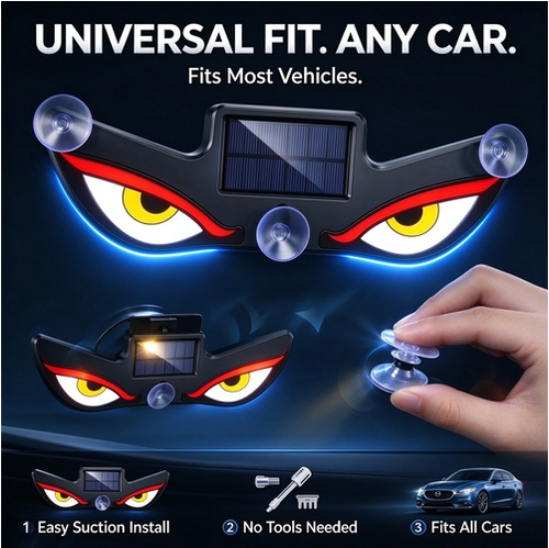 🔥Hot Seller🔥 COD！Solar Powered Type C Charging, Wireless, Universal Car LED Warning Light with Decorative Dynamic Eye Shaped Ambient Lighting