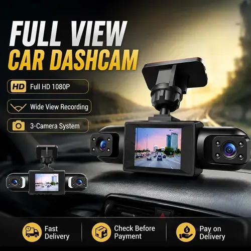 🔥HOT SALE🔥 COD！New Dash Cam: 3-inch Screen  3 Lenses  HD Night Vision  Parking Monitoring  Microwave Radar  Scratch Protection  Car Sentinel Mode