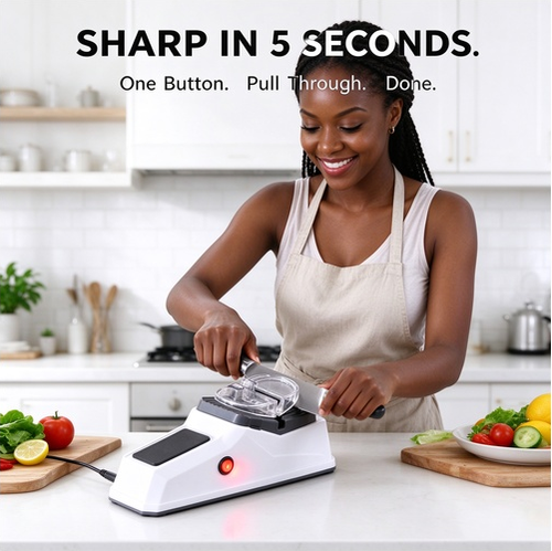 🔥HOT SALE🔥 COD！Electric Knife Sharpener — Portable Kitchen Knife Sharpening Machine with Sharpening Stone for Home Use.Nairobi stock ships within 48H, delivered within 3days