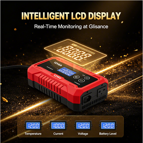 🚚 Fast Delivery Kenya 💵 COD Available Portable！12V Smart Battery Charger for Car and Motorcycle with Pulse Repair and Fast Charging