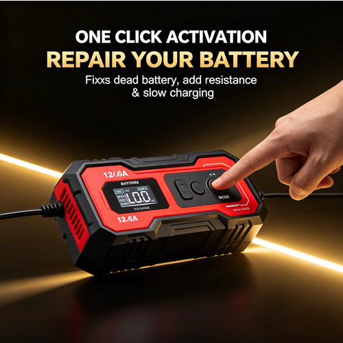 🚚 Fast Delivery Kenya 💵 COD Available Portable！12V Smart Battery Charger for Car and Motorcycle with Pulse Repair and Fast Charging