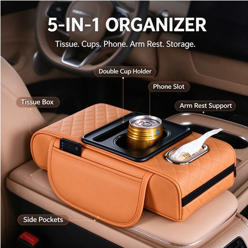 Multifunctional car armrest cushion