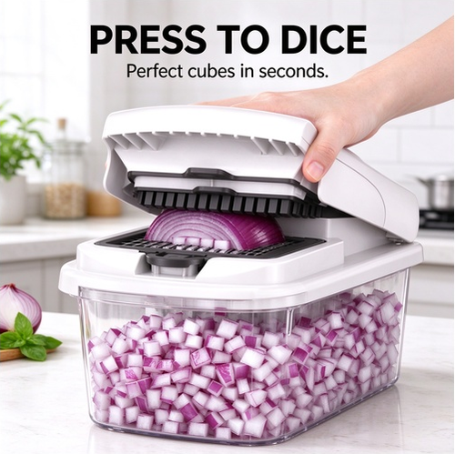 15-in-1 Vegetable Chopper — Food Cutter with 8 Blades and Container for Kitchen Use.