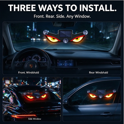 🔥Hot Seller🔥 COD！Solar Powered Type C Charging, Wireless, Universal Car LED Warning Light with Decorative Dynamic Eye Shaped Ambient Lighting