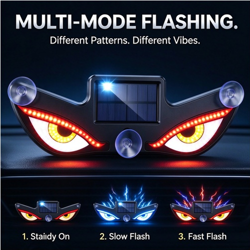 🔥Hot Seller🔥 COD！Solar Powered Type C Charging, Wireless, Universal Car LED Warning Light with Decorative Dynamic Eye Shaped Ambient Lighting
