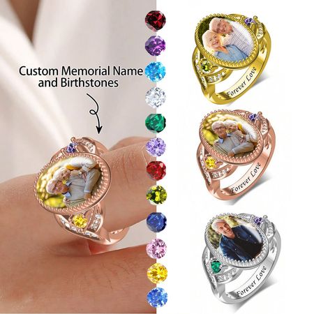 Bague photo ovale personnalisée « Forever Love »