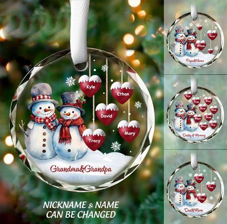 Décoration de Noël personnalisée « Grand-père et grand-mère avec cœur