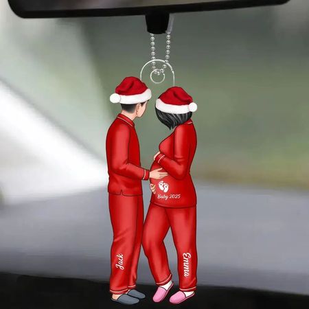 Décoration de couple personnalisée - Décoration de Noël en acrylique personnalisée pour futurs parents, annonce de naissance