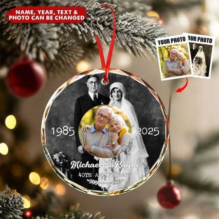 Anniversaire de mariage - Décoration en verre personnalisée, cadeau pour les parents et grands-parents