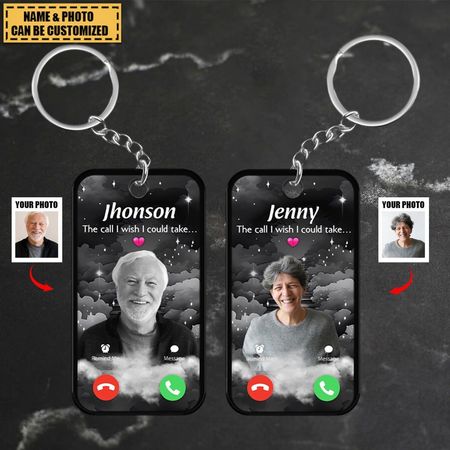 Le cadeau commémoratif « L'appel que j'aurais aimé pouvoir prendre » Souvenir personnalisé avec photo Porte-clés en acrylique personnalisé