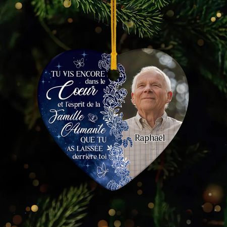 Ornement Céramique Personnalisé Photo - Cadeau Commémoratif Pour Perte De Papa - Tu Vis Encore