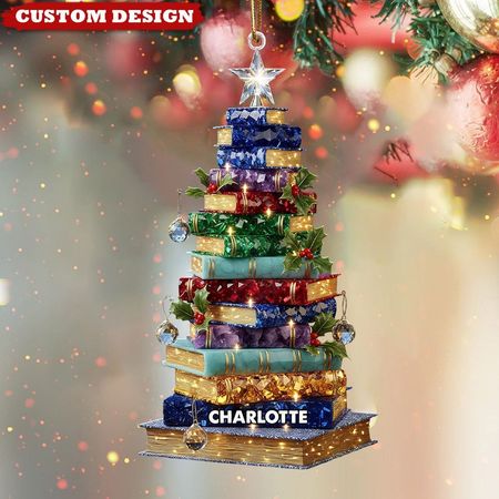 Décoration de sapin de Noël en forme de livre : cadeaux personnalisés pour les amoureux des livres