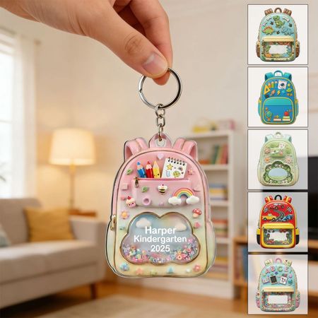 Sac à dos personnalisé en acrylique pour enfants Keychain - Adorable école-cadeau sur le thème