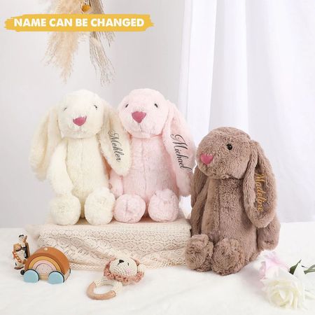 Lapin brodé personnalisé de lapin, cadeau de jour de Pâques pour des enfants