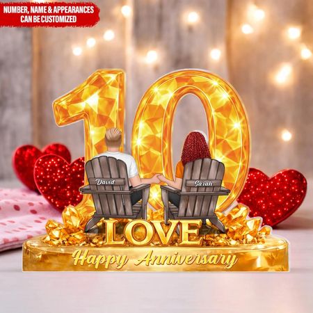 Un anniversaire à retenir, un amour au trésor-Plaque acrylique personnalisé, souvenir de mariage pour les Couples, cadeau pour amoureux