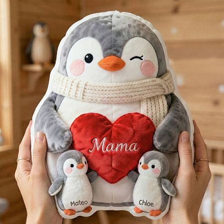 Pingouin maman oreiller-cadeaux personnalisés pour maman