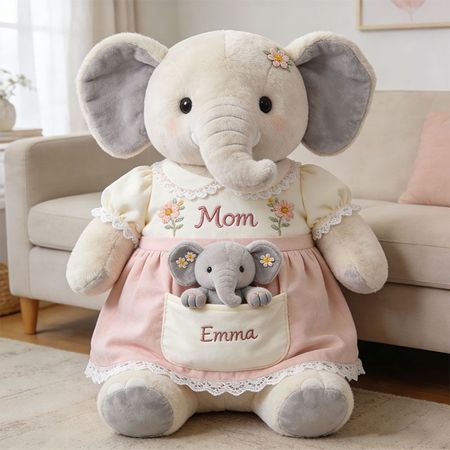 Éléphant maman famille oreiller-un cadeau réconfortant pour maman ou grand-mère