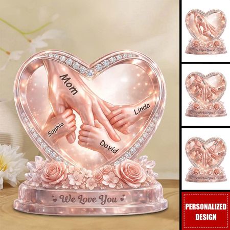 Tenez votre main pour toujours-Plaque acrylique personnalisée-cadeau de fête des mères pour maman, grand-mère