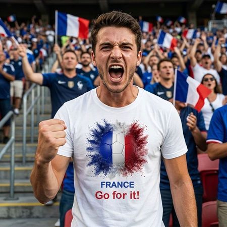 T-shirt Fan de l'équipe de France personnalisé-Allez Les Bleus!