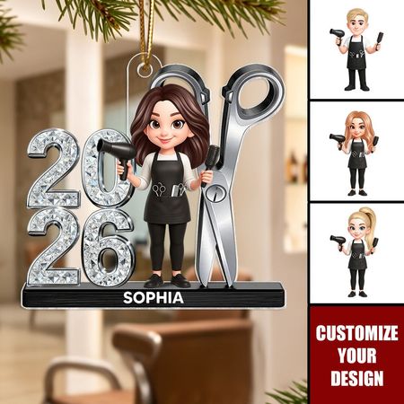 Personnalisé coiffeur acrylique Noël ornement-cadeau personnalisé pour coiffeur