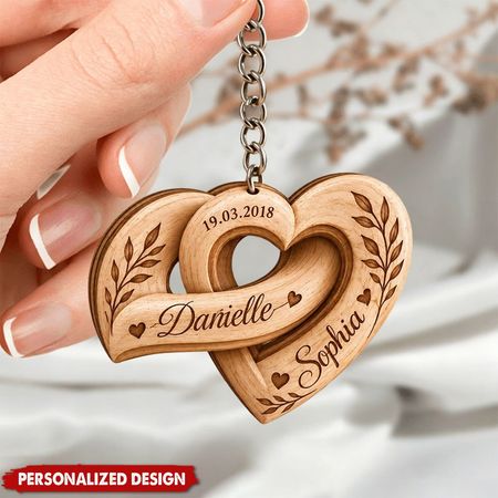 Keychains acrylique en forme de coeur personnalisé pour des couples, nom fait sur commande Keychains