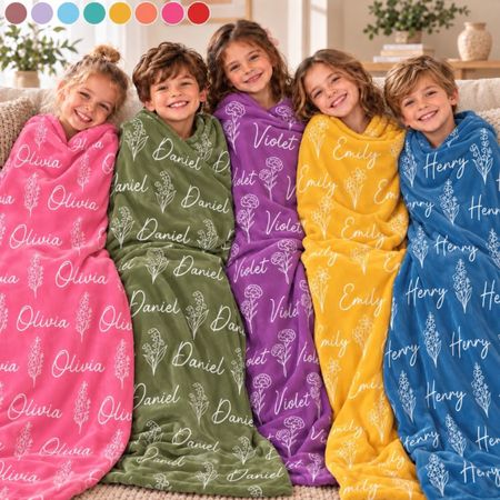 Nom personnalisé fleur couverture pour enfants-couverture en flanelle douce avec la répétition de la conception florale