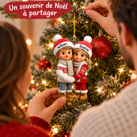 Décoration de sapin de Noël personnalisée pour couple en acrylique – Prénoms et modèle personnalisables