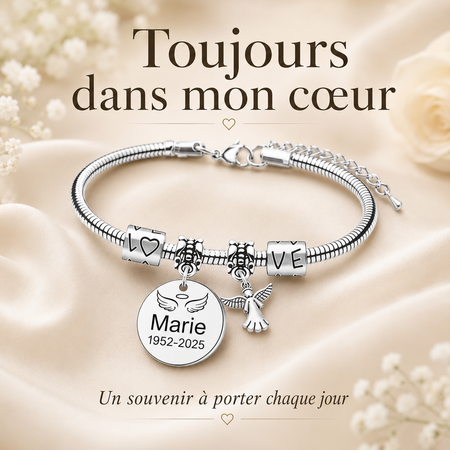 Ange Memorial Bracelet personnalisé avec nom et années-bijoux de souvenir réglable