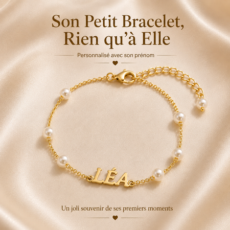 Bracelet Prénom Personnalisé en Perles pour Bébé – Bijou Souvenir Délicat pour Naissance, Baptême & Premier Anniversaire