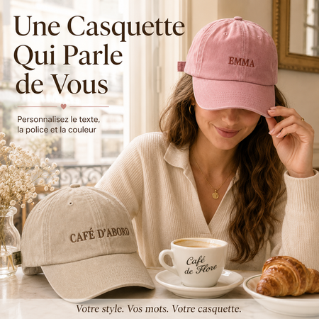 Casquette Vintage Personnalisée avec Broderie – Prénom, Texte ou Message au Choix