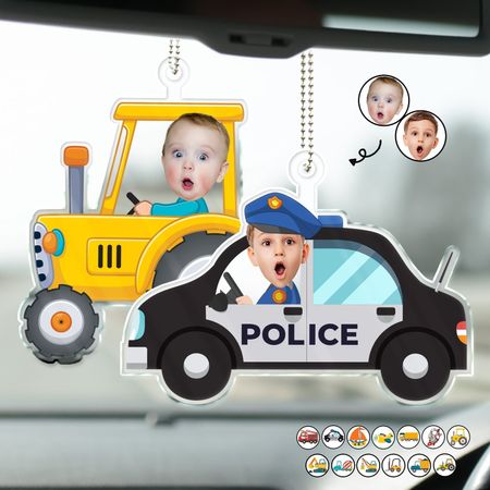 Cadre photo personnalisé en acrylique pour enfants, voiture amusante