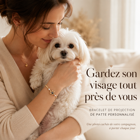 Bracelet Patte Personnalisé avec Photo Cachée – Bijou Souvenir pour Chien & Chat