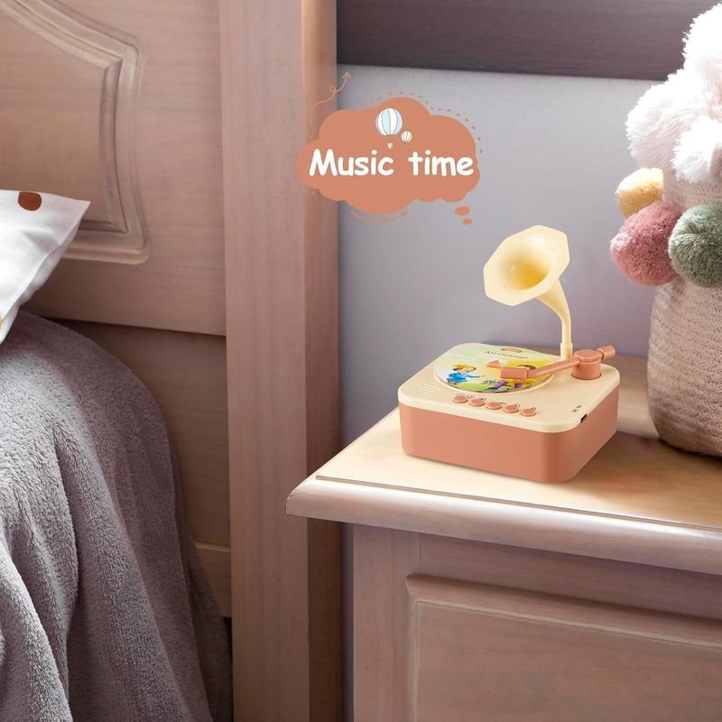 🔥Toddler Gramophone Musica Toys - Player Audio Books for Kids, 99 Cards Stories Songs Phonograph Record, Gift for Boys and Girls (Cozy Brown)🔥